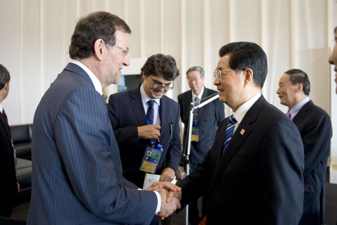 Hu Jintao Y Rajoy, En La Cumbre Del G-20