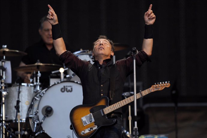 El artista estadounidense Bruce Springsteen en su concierto en Madrid