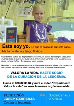 Folleto De Información De La Campaña De La Fundación Carreras Contra La Leucemia