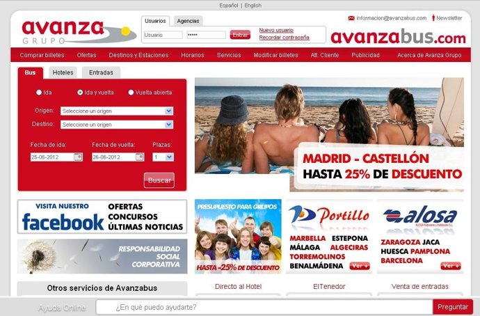 Página Web Grupo Avanzabus