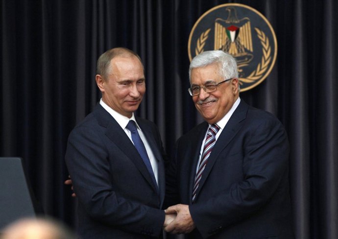 Presidente De La Autoridad Palestina, Mahmud Abbas, Y El Presidente Ruso, Vladim