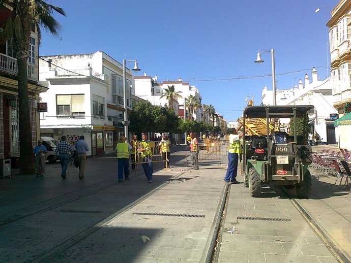 Obras Del Tranvía De La Bahía En San Fernando