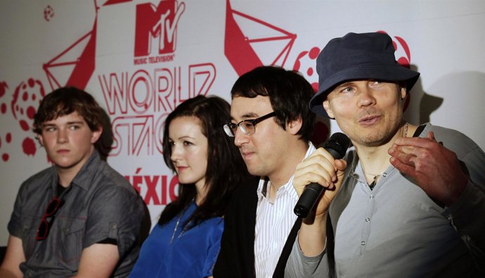Los Smashing Pumpkins durante una rueda de prensa