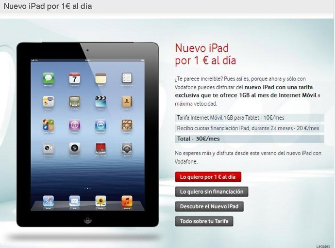Tarifa Vodafone para tabletas