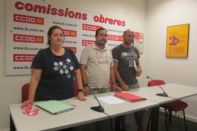 Aurora López (UGT), Manuel García (CCOO) Y  Guillem Vila (CSI·F)