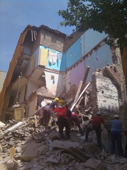 Edificio derrumbado en la calle Tallada de Lleida
