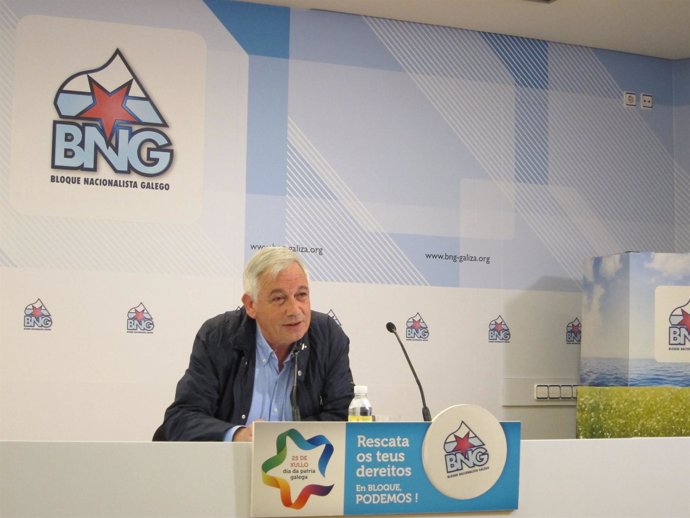El portavoz nacional del BNG, Guillerme Vázquez, durante una rueda de prensa