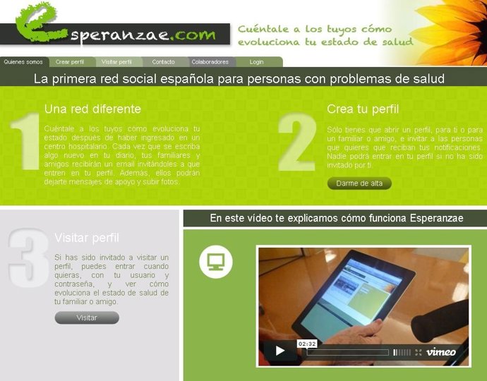 Página web de la red social Esperanzae.Com