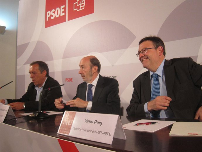 Rubalcaba Junto A Ximo Puig Y Miquel Soler