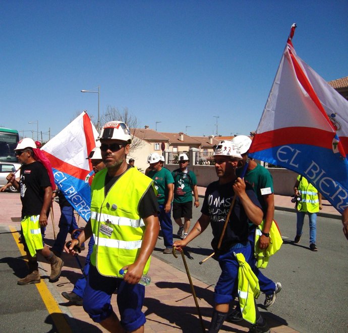 Mineros de la 'marcha negra' en la provincia de Segovia