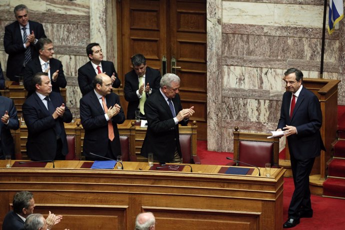 Antonio Samaras en el parlamento de Grecia