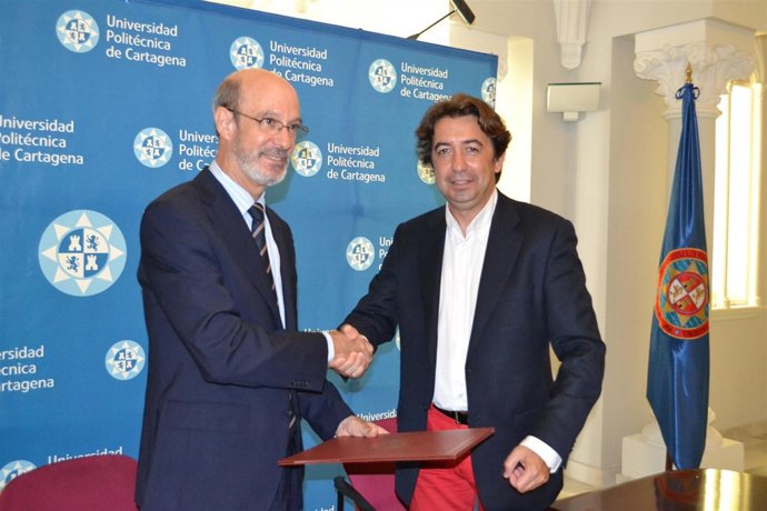 José Antonio Franco, rector de la UPCT y Santiago López, presidente de SOI