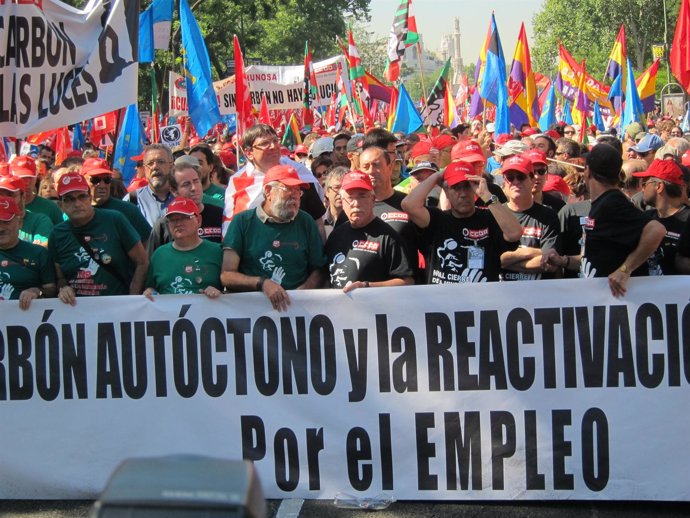 Toxo Y Méndez En La Manifestación Minera En Madrid