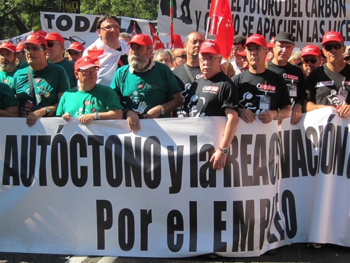 Toxo y Méndez en la manifestación de los mineros