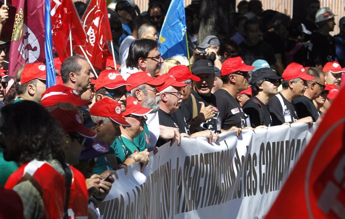 Toxo y Méndez en la manifestación de los mineros en Madrid