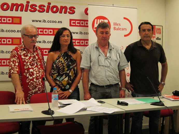 Ginés Díez y Ángeles Sánchez de CCOO y Antonio Copete y José García de UGT
