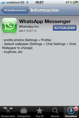 Actualización Whatsapp 2.8.1. Problemas iOS