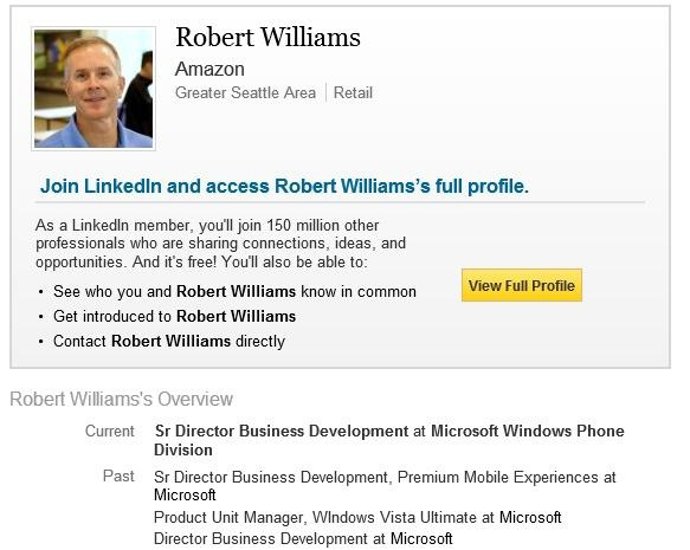 Robert Williams En  Su Perfil En Linkedin