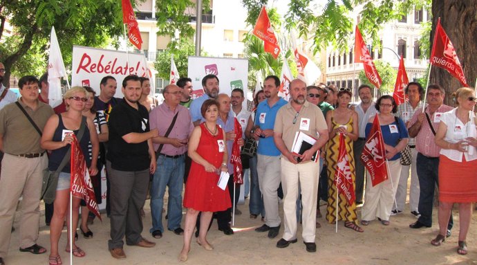 Treintena de cargos públicos de IU-Verdes protesta contra los recortes