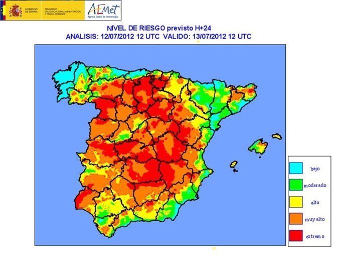Mapa de riesgo de incendios