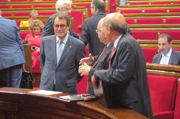 A.Mas, A.Mas-Colell Y B.Ruiz, En El Parlament