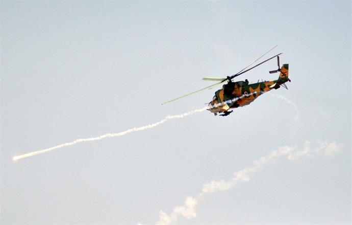 Helicóptero del ejército sirio en unas maniobras
