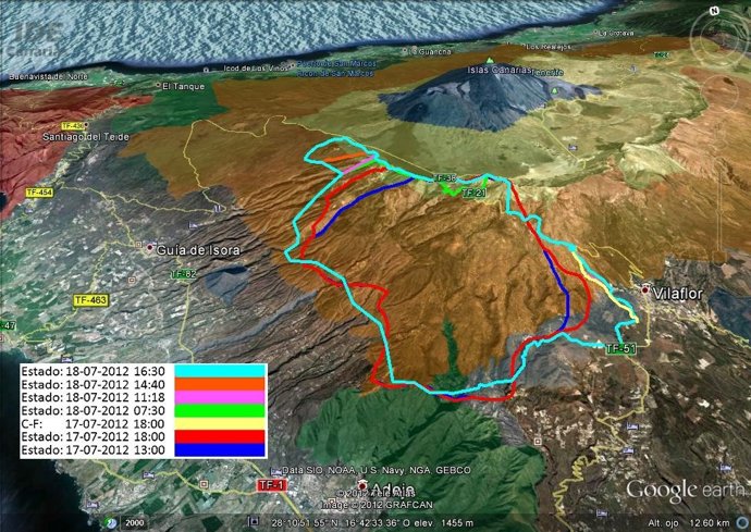 Perímetro del incendio de Tenerife