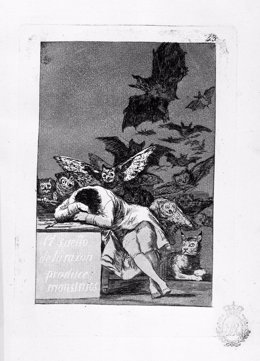 El sueño de la razón produce monstruos, grabado de Goya.