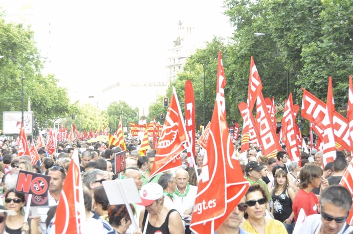 Manifestación sindical contra los ajustes del Gobierno de España en 2012. 