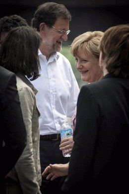 Rajoy Y Merkel Cumbre De La OTAN