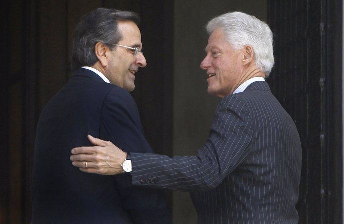  Antonis Samaras Junto Al Expreseidente De Estados Unidos Bill Clinton