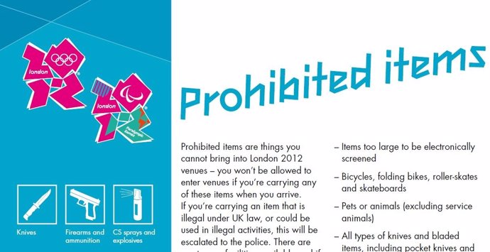 Lista de prohibiciones durante los Juegos de Londres