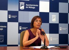 María Gámez presentando las mociones del PSOE para el pleno de este viernes