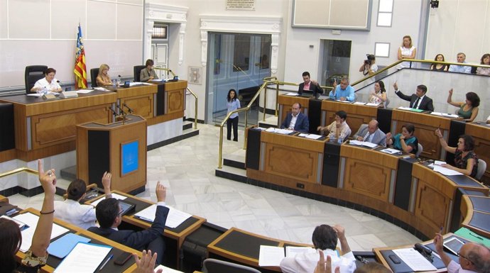 Votación durante el pleno de la Diputación de Alicante