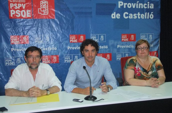 Subías, Colomer Y Marco Durante La Rueda De Prensa Del PSPV En Castellón.