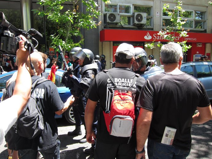Altercados en la manifestación con los mineros