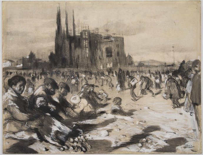Dibujo Preparatorio Para 'La Catedral Dels Pobres' De Joaquim Mir