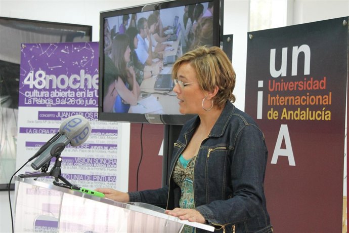 Yolanda Pelayo, en rueda de prensa por la clausura de los cursos de la UNIA