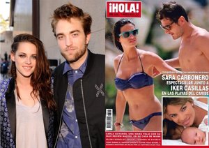 Montaje Kristen Stewart, Robert Pattinson y Sara Carbonero, Iker Casillas