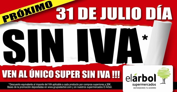 Cartel del Día sin IVA de El Árbol