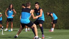 El Jugador Del FC Barcelona David Villa En Un Entrenamiento