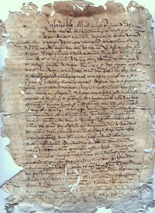 Acta del escribano Cristóbal Manjón expuesta en el Archivo Histórico Provincial