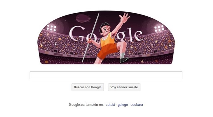 Doodle de Google dedicado al lanzamiento de jabalina con motivo de los JJ.OO.