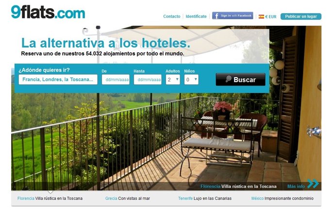 Plataforma online de alquiler de alojamientos para estancias cortas 9flats.Com