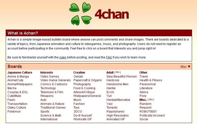 Página web de 4chan 