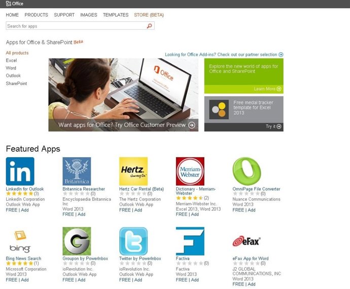 Office Store en versión beta