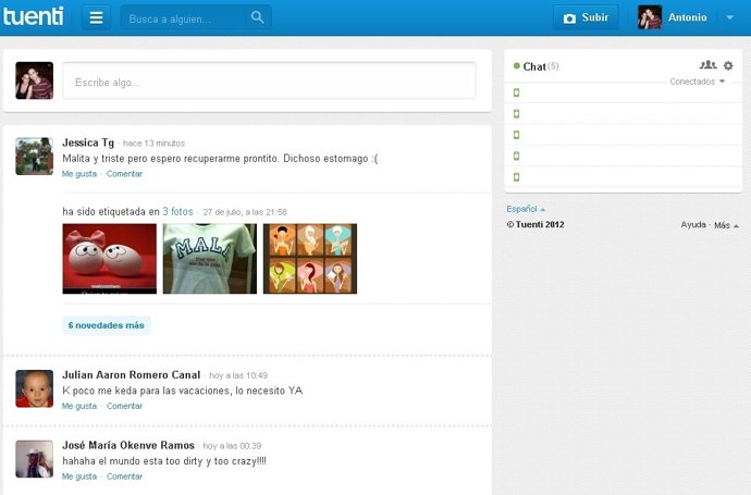Nuevo diseño de la red social española de Telefónica Tuenti
