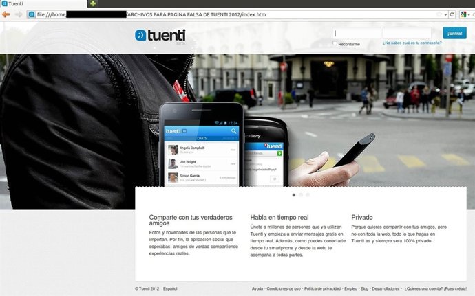 Web trampa de Tuenti