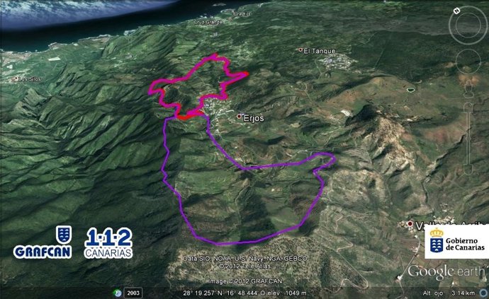 Perímetro del incendio de Tenerife