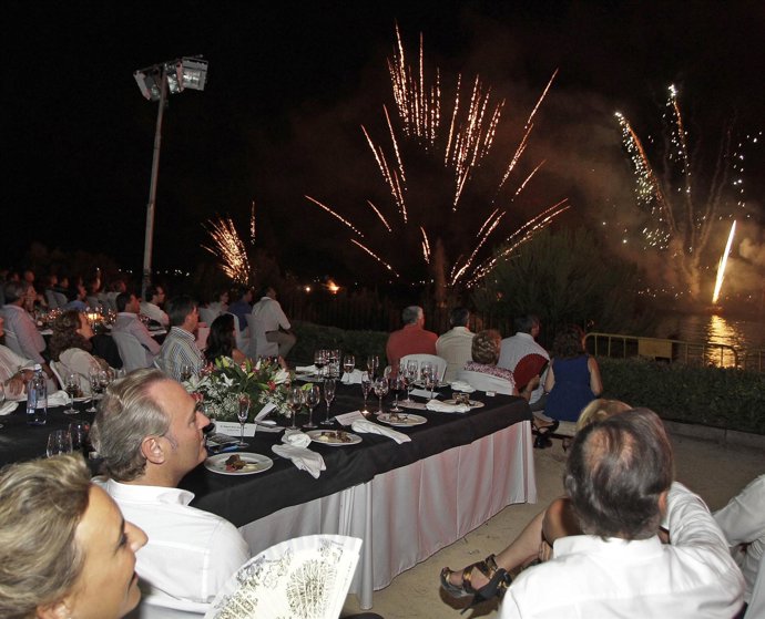 Fabra Viendo Un Espectáculo Pirotécnico Musical